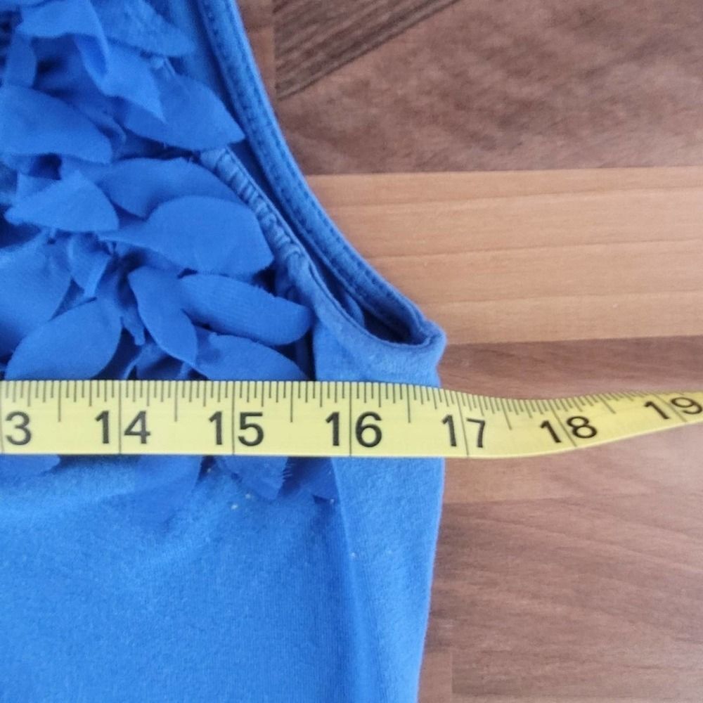 Anne Klein Blue Sleeveless Boat Neck Tank with Dimensional Shoulder Detail SZ M - Picture 11 of 11